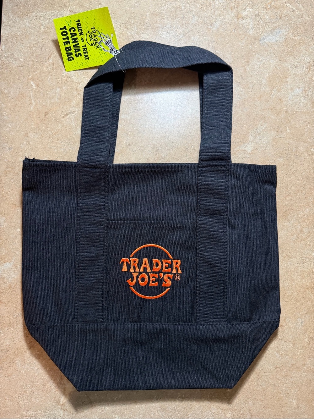 Trader Joe's Halloween Trick or Treat Mini
Canvas Tote Bag Black Orange NWT